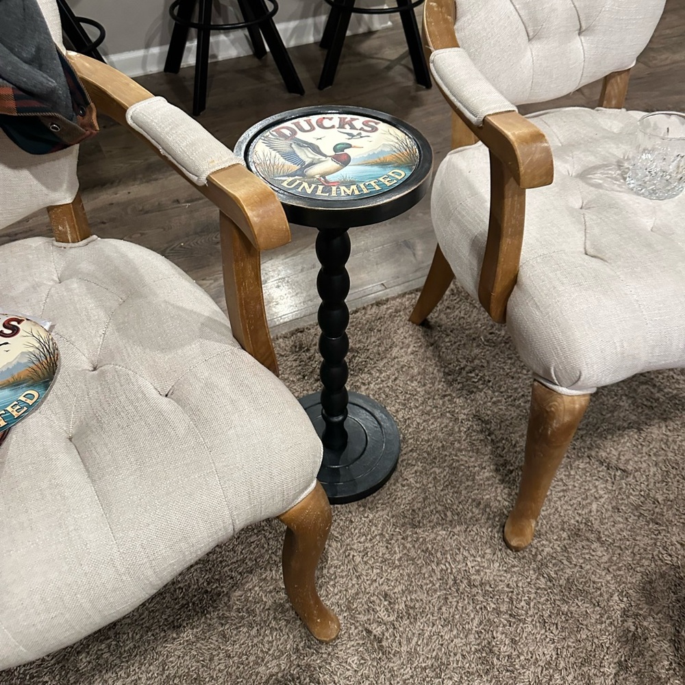 Small Round Drink Table, Ducks Whiskey Stand, Martini Perch, Small End Table